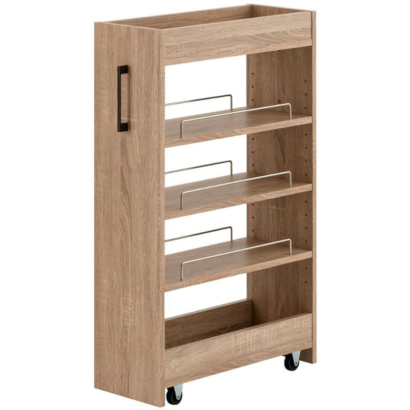 アイリスプラザ 『選べる54種』 隙間収納ロータイプ スリムラック ストッカー 調味料ラック 冷蔵庫横 洗濯機横 ライトナチュラル キッチンワゴン 幅20cm FRM-006-IR 1