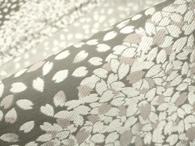 平和屋着物●六通柄袋帯　紹巴　舞花びら　銀糸　正絹　逸品　CAAT1196hy 平和屋着物○六通柄袋帯 紹巴 舞花びら 銀糸 正絹 逸品 CAAT1196hy