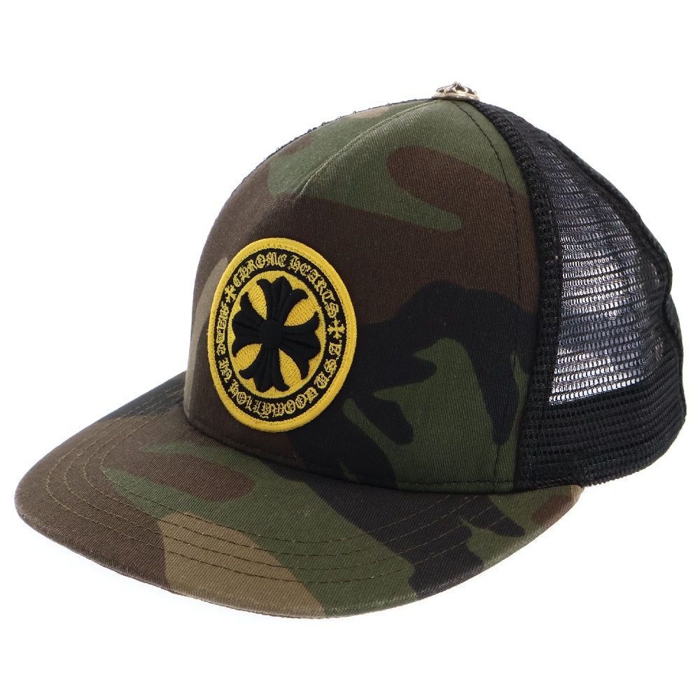 CHROME HEARTS クロムハーツ Yellow CH Plus Trucker Cap Camo イエローCHプラス トラッカーキャップ メッシュキャップ パッチ クロスボール 帽子 迷彩