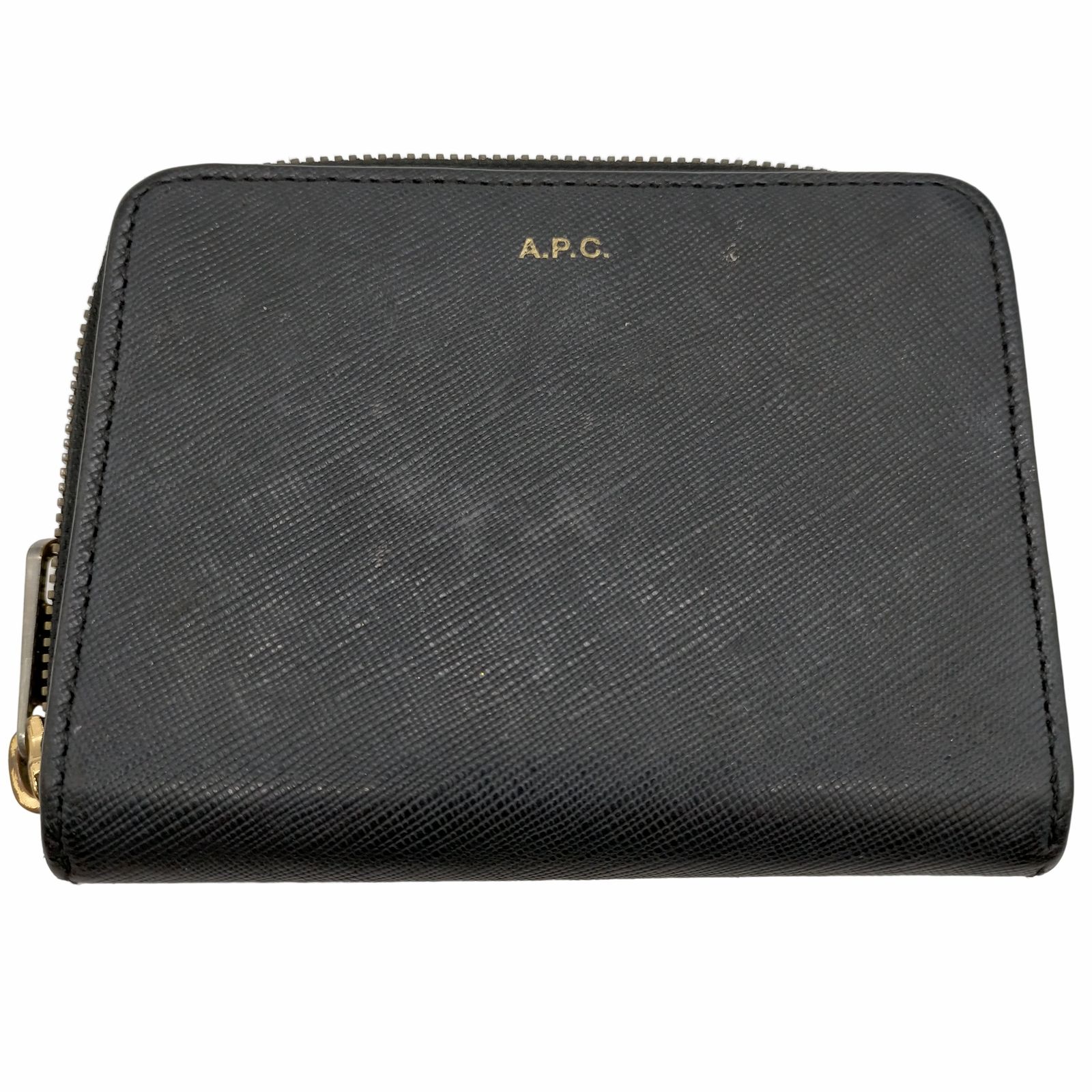 アーペーセー A.P.C. ロゴ刻印 エンボス加工 二つ折り財布 メンズ 表記