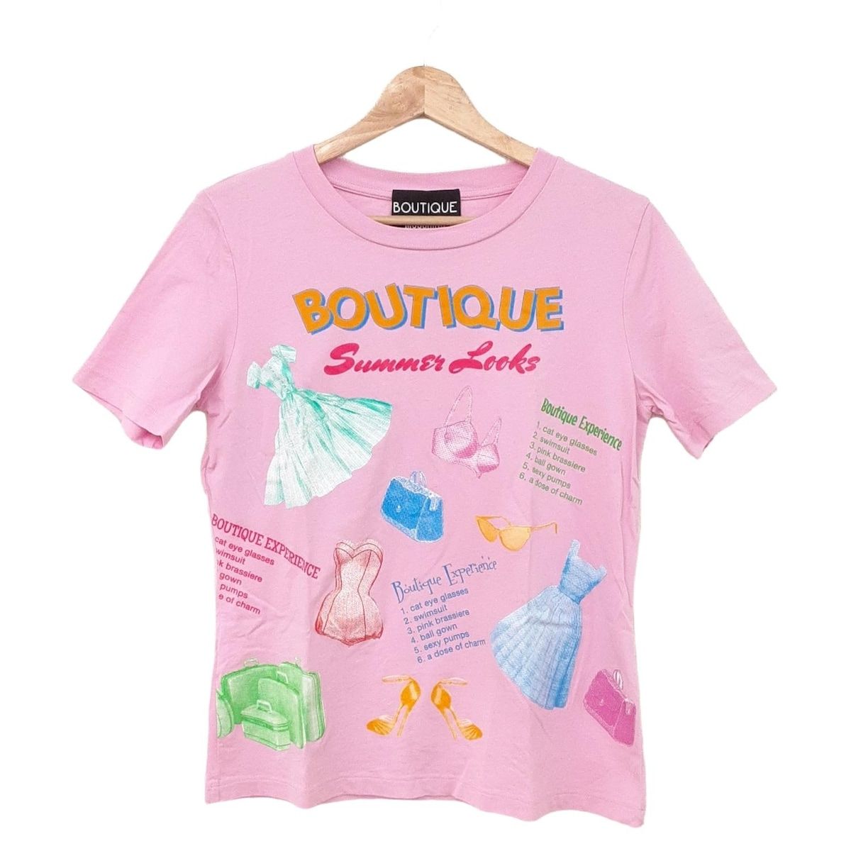 MOSCHINO モスキーノ 半袖Tシャツ サイズI 42 レディース - ピンク×ダークイエロー×マルチ クルーネック|BOUTIQUE MOSCHINO