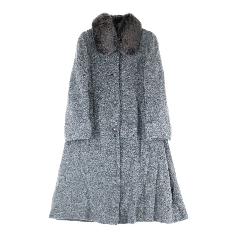 GUY LAROCHE ギ ラロッシュ アルパカ ウール デタッチャブルファー ロング コート グレー レディース