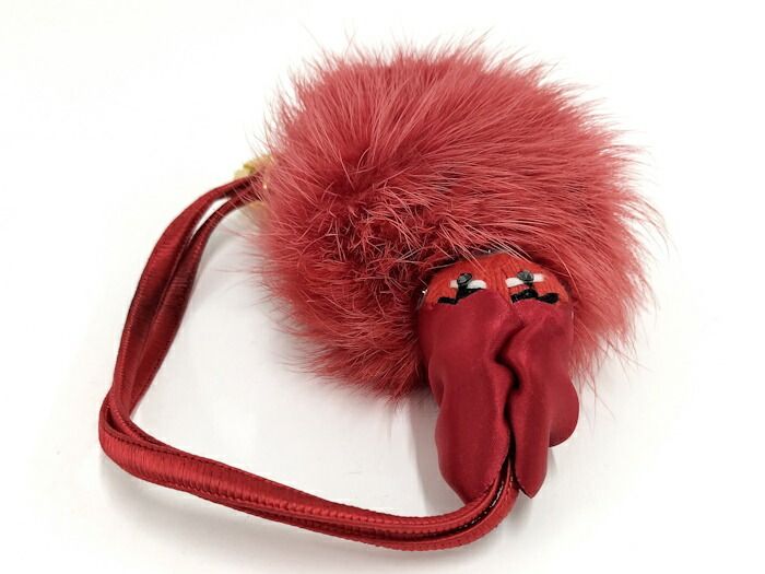 Christian Louboutin ファー バッグチャーム 黒 レッドソール Christian Louboutin クリスチャン・ルブタン ファーバッグ Christian