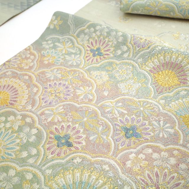 中古】 袋帯 フォーマル 桂由美 京都 西陣 正絹 螺鈿箔 金糸 銀糸