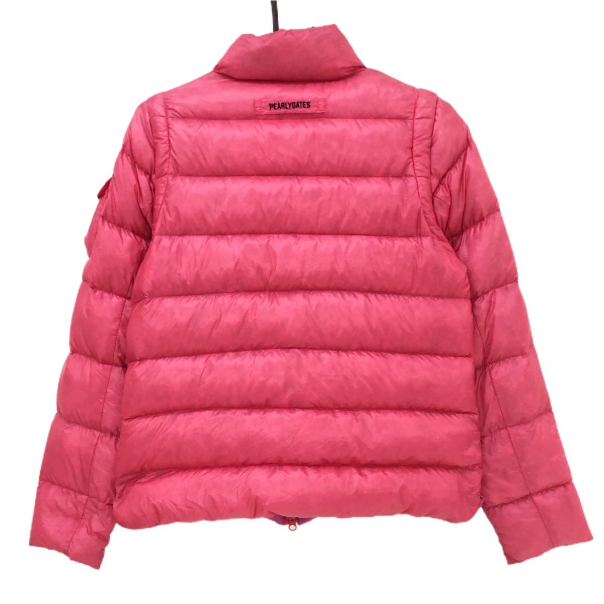 パーリーゲイツ 2WAYナイロンダウンジャケット ピンク 軽量 袖着脱可 収納袋付 レディース 1 M ゴルフウェア PEARLY GATES