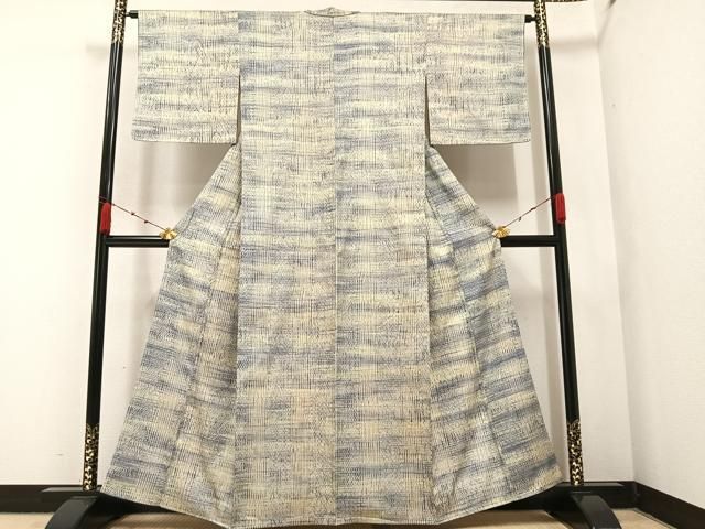 平和屋着物○上質な小紋 絞り 格子 正絹 逸品 未使用 AABA4358ph