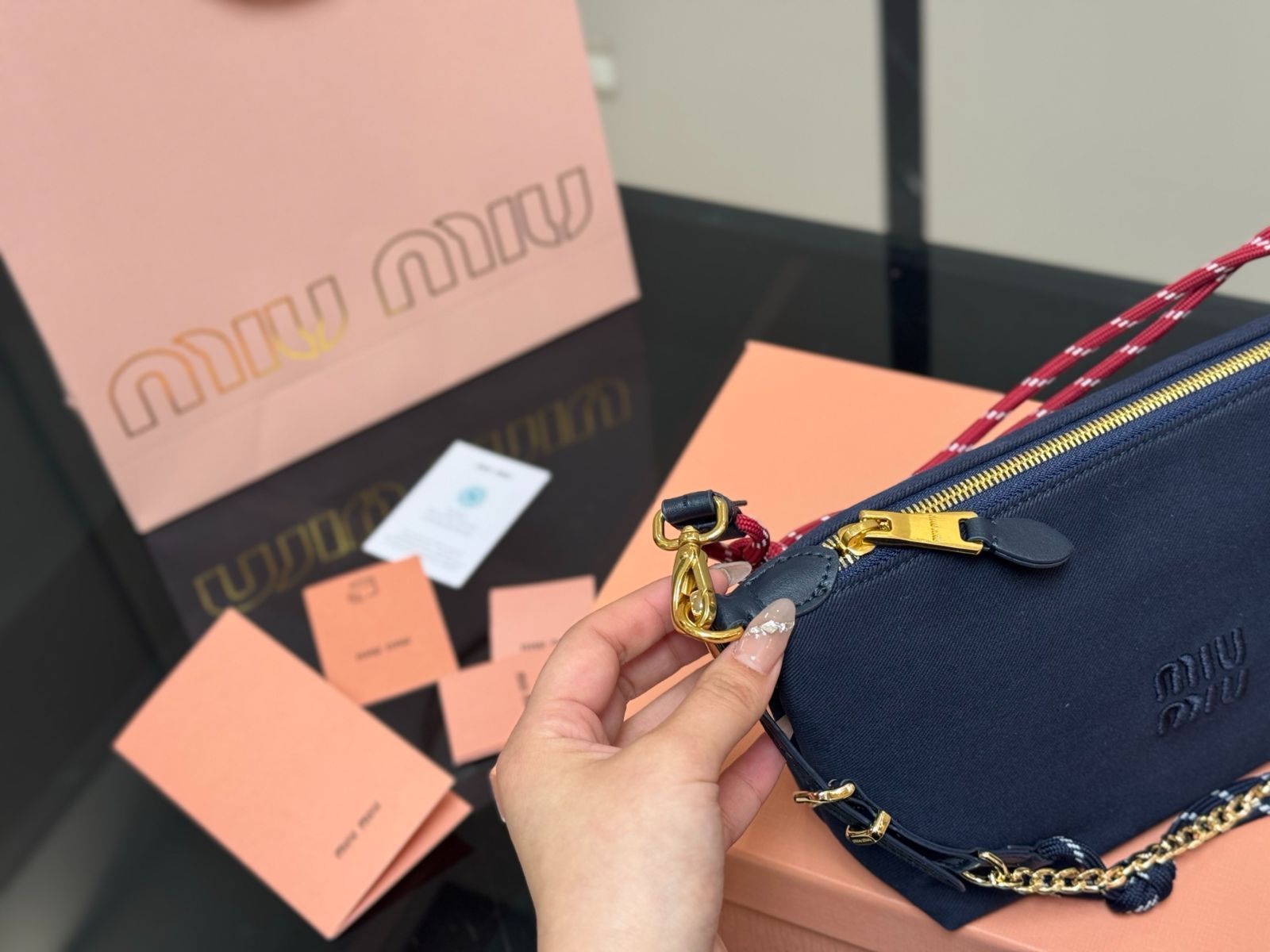 ミュウ　【美品】 今日特価】MiuMiu ミュウミュウ キャンバス ランチボックス