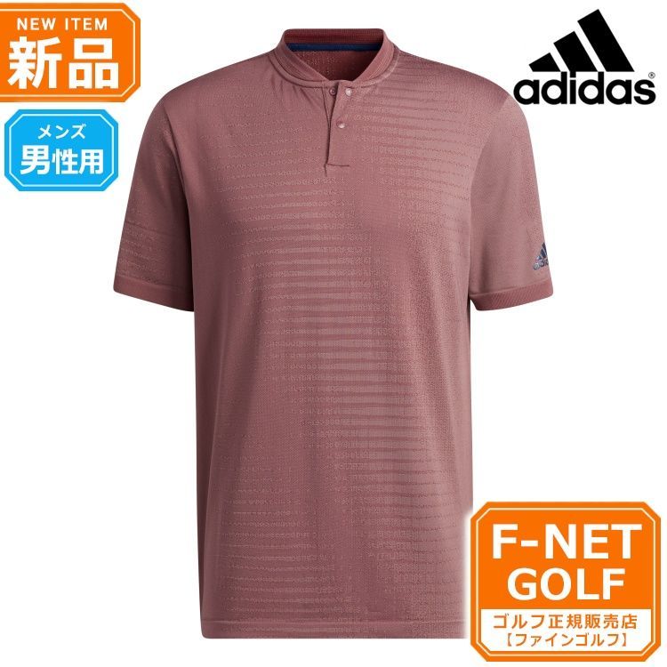 新品 【クワイエットクリムゾン】adidas アディダス ゴルフウェア CM495 サイドシームレス 半袖 ボタン スタンドカラー シャツ ポロシャツ [吸汗速乾] （メンズ）※インターナショナルサイズ