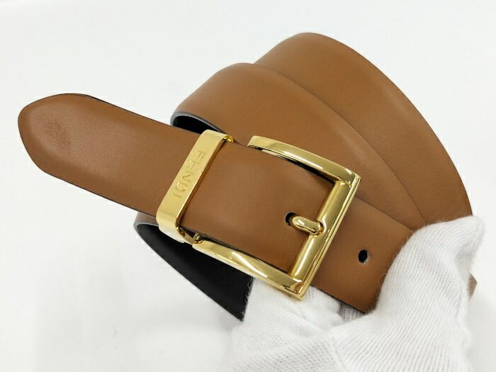 FENDI ベルト レザー ブラウン ゴールド金具 - メルカリ
