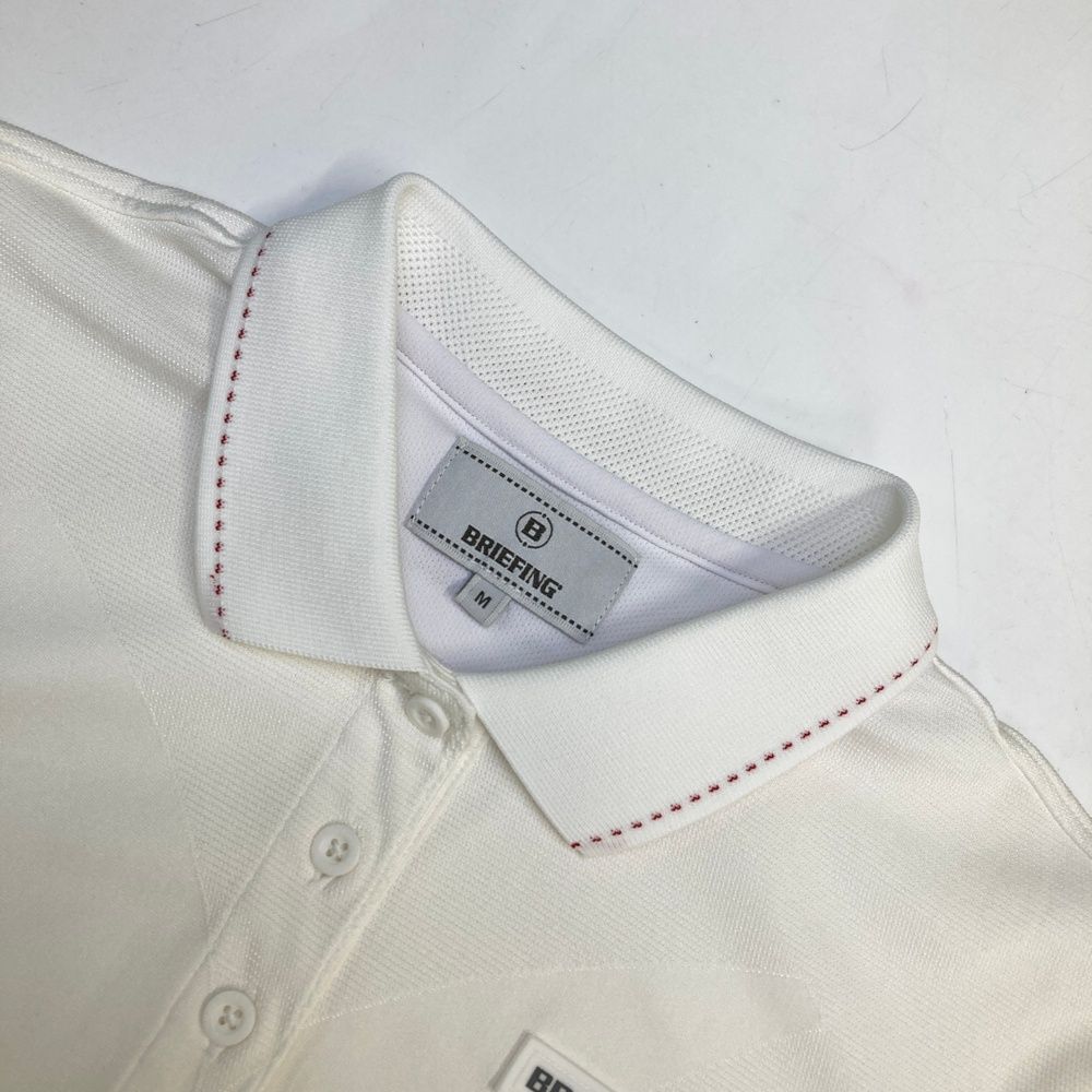 未使用)ブリーフィングゴルフ 新作 メンズ 半袖ポロシャツ M ホワイト BRIEFING GOLF 【超美品】ブリーフィング 半袖ポロシャツ 白×黒