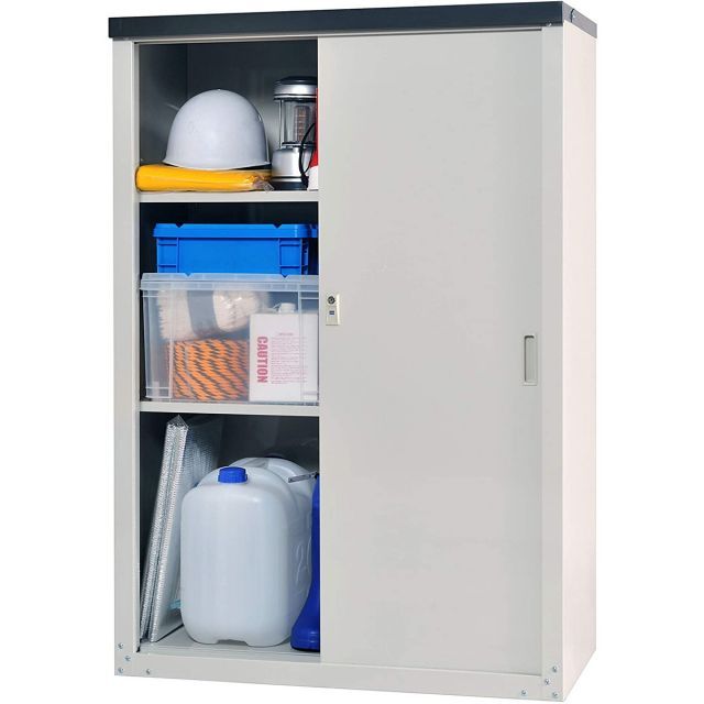 グリーンライフ GREEN LIFE 家庭用収納庫 ライトグレー 幅89×奥行47×高132 cm HS-132 プレハブ倉庫 物置 車庫