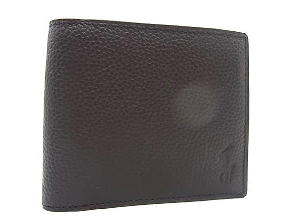 新品未使用 POLO RALPH LAUREN ポロラルフローレン レザー 二つ折り 財布 ウォレット ダークブラウン系 AZ1818 