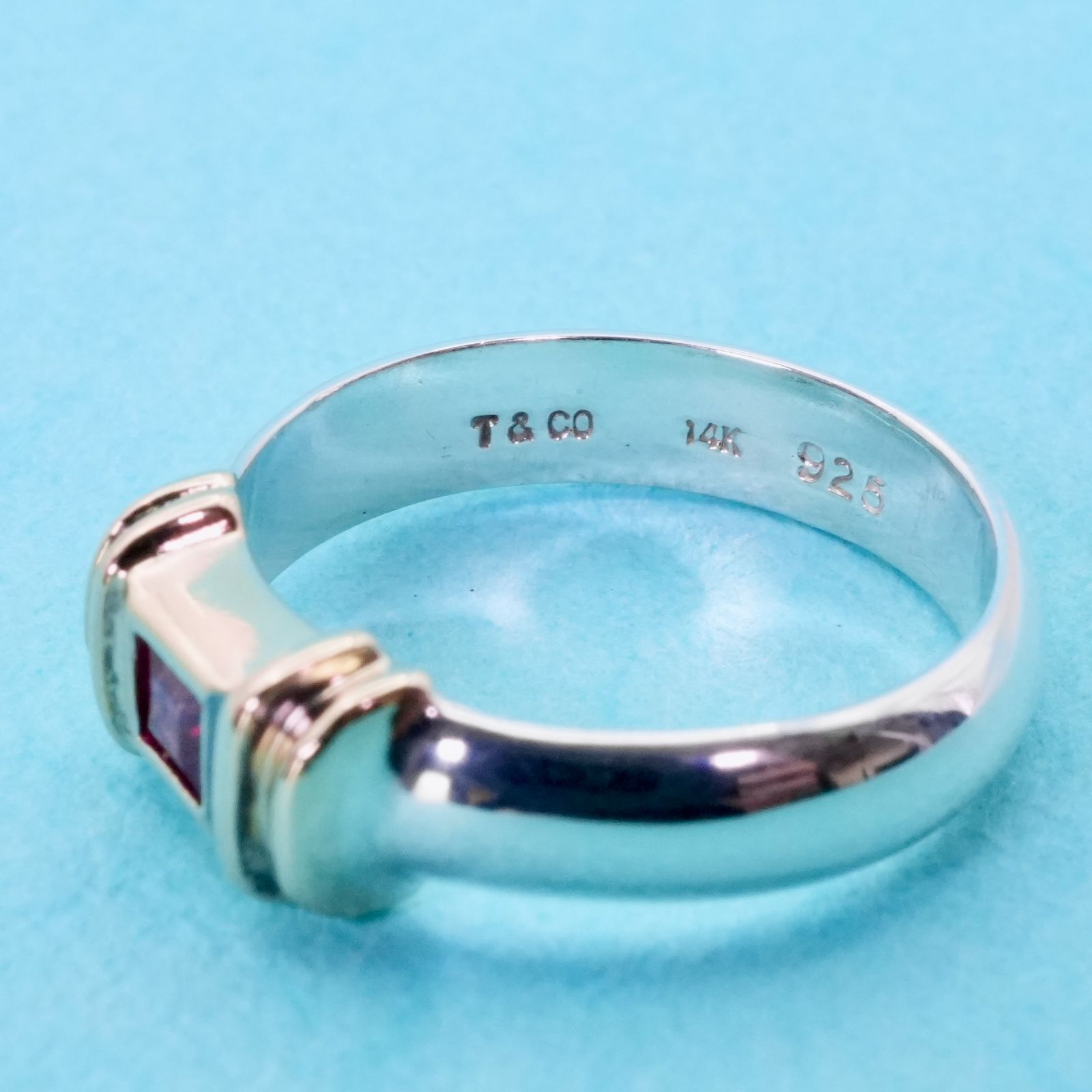 極美品7.5号 ヴィンテージ ティファニー ルビー コンビ リング/25-368  