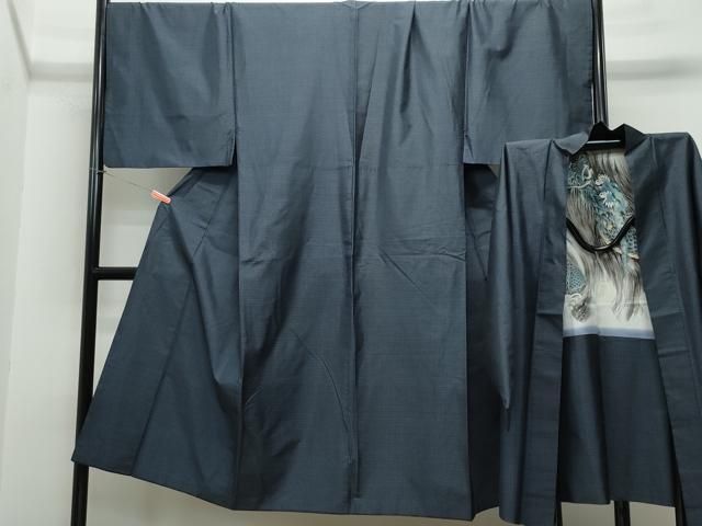 平和屋着物●男性　紬　アンサンブル　吉祥文　キングサイズ　正絹　逸品　CAAS8551vf 平和屋着物○男性 紬 アンサンブル 吉祥文 キングサイズ 正絹 逸品