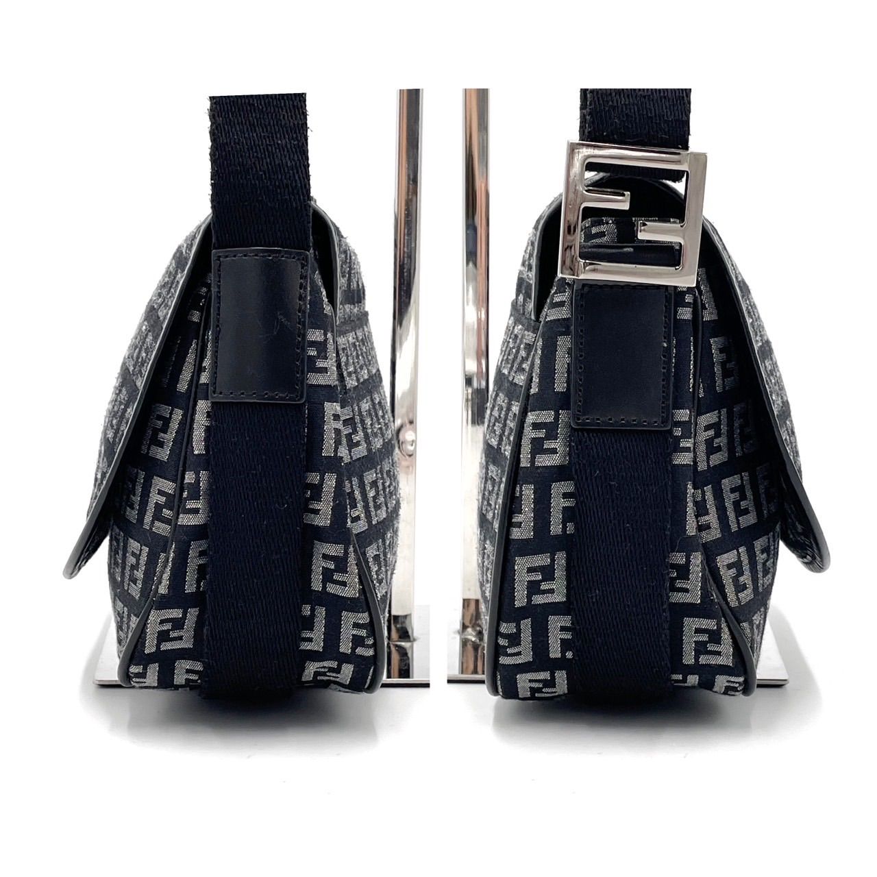 ✨美品✨ FENDI フェンディ ショルダーバッグ トートバッグ フラップ ズッカ柄 シルバー金具 総柄 ロゴプレート シリアル キャンバス レザー  肩掛け 斜め掛け ユニセックス レディース メンズ グレー 灰色 ブラック 黒色 - メルカリ