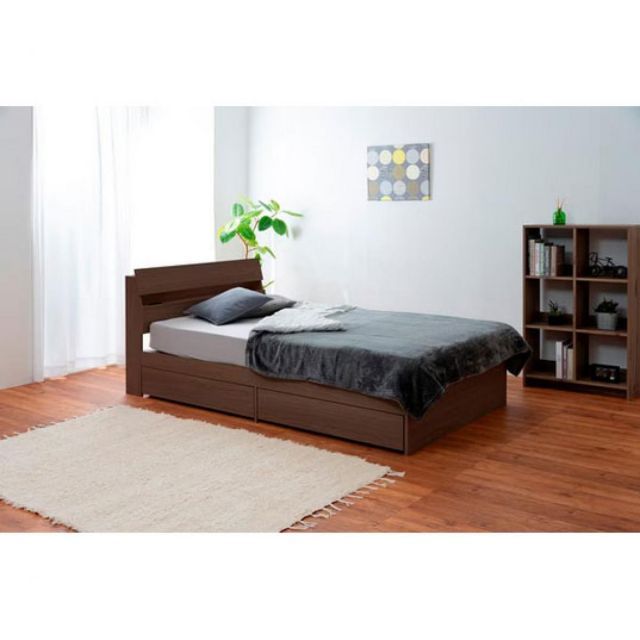 アイリスオーヤマ 収納 ベッド セミダブル STBS-SD ウォールナット 木目調 収納ベッド ベッド下 ベッドフレーム フレーム
