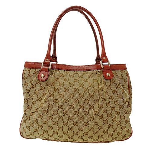 グッチ GUCCI バッグ レディース ブランド トートバッグ GGキャンバス ブラウン レッド ゴールド金具 296835 A4サイズ 大きめ  おしゃれ 通勤 通学 おでかけ 【中古】 - メルカリ