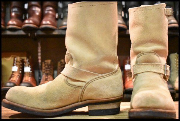 9D 10年 レッドウィング 8268 スエード エンジニア ホーソーンアビレーンラフアウト ベージュ ブーツ redwing HOPESMORE FI475