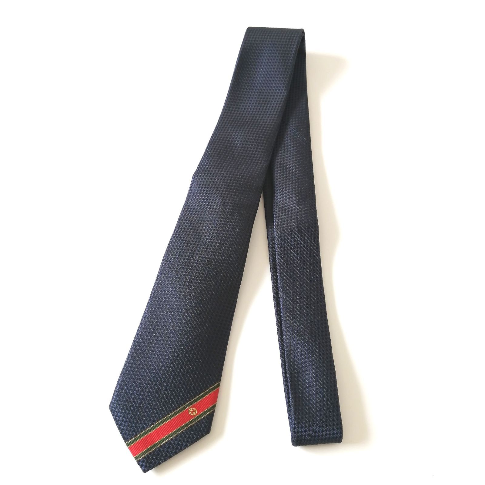 未使用級■GUCCI　ネクタイ　ストライプ　レジメンタル　シェリーライン　グッチ GUCCI(グッチ) インターロッキングGロゴ レジメンタルストライプ