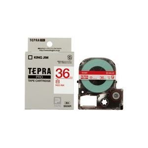 （まとめ）キングジム カラーラベル SS36R 白に赤文字 36mm