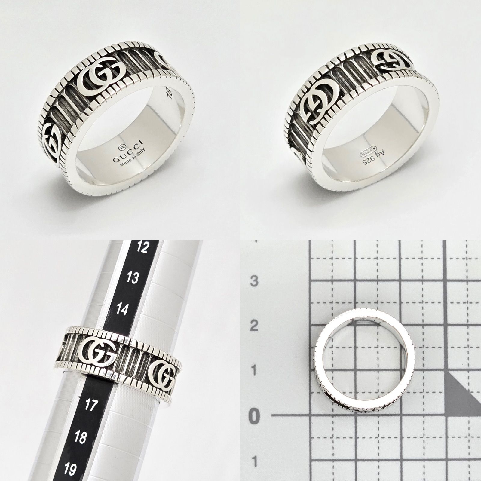 GUCCI グッチ 551899 ダブルG ワイドリング 18 約16号 スターリング