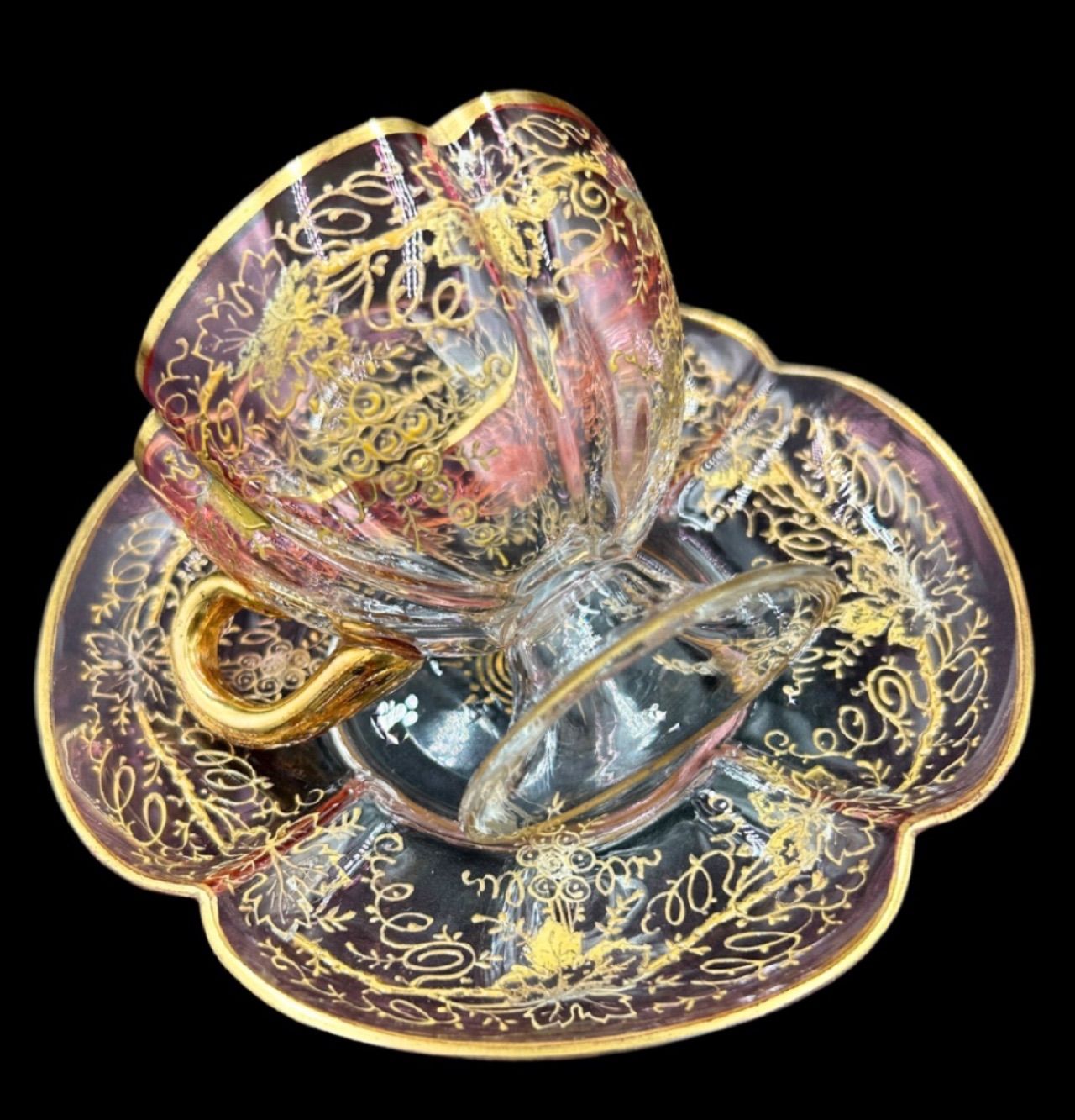 Moser オクタゴナルガラス灰皿　金彩　モーゼル ボヘミアガラス モーゼル コレクション 「Cinque Torri