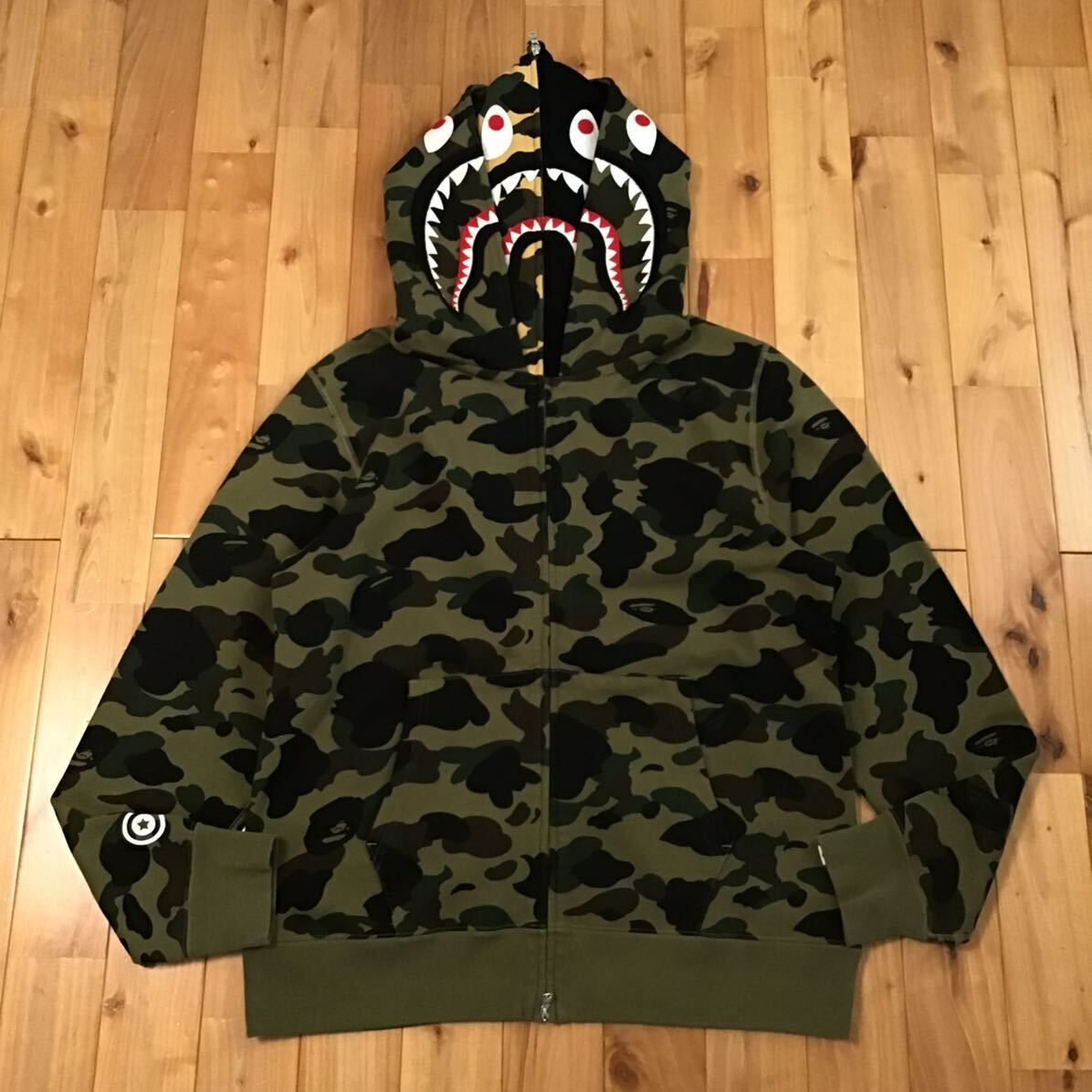 ☆XL☆ 1st camo green ダブル シャーク パーカー Double shark full zip hoodie a bathing ape  BAPE エイプ ベイプ 迷彩 - メルカリ