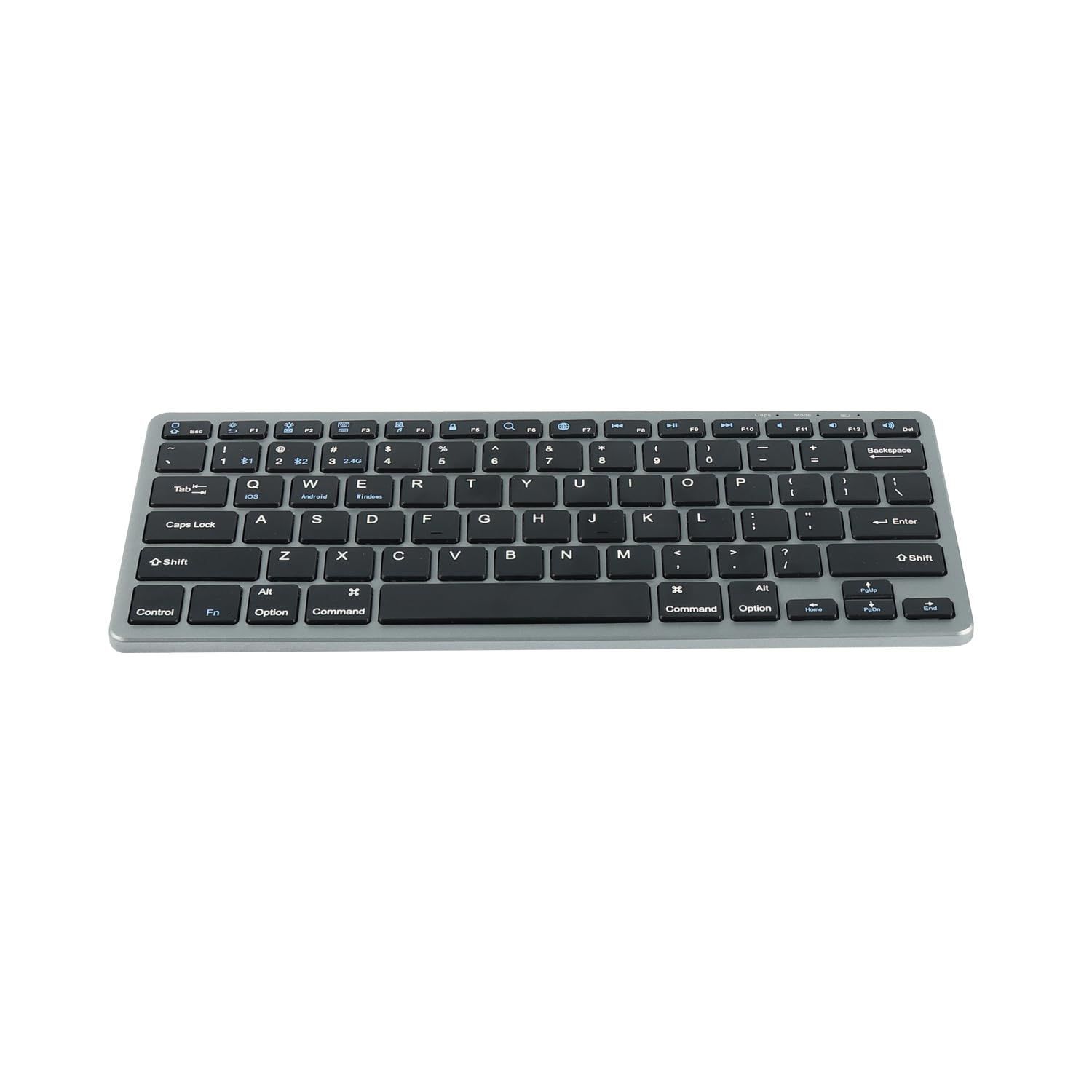 【人気商品】US配列 充電式 ipad/スマホ/タブレット/パソコン/ノートパソコン用 テンキーレス 薄型 3つのデバイスで切り替え可能 マルチペアリング 小型 2種類の接続方式 コンパクトwindows/mac/ios/android対応グレー キーボード