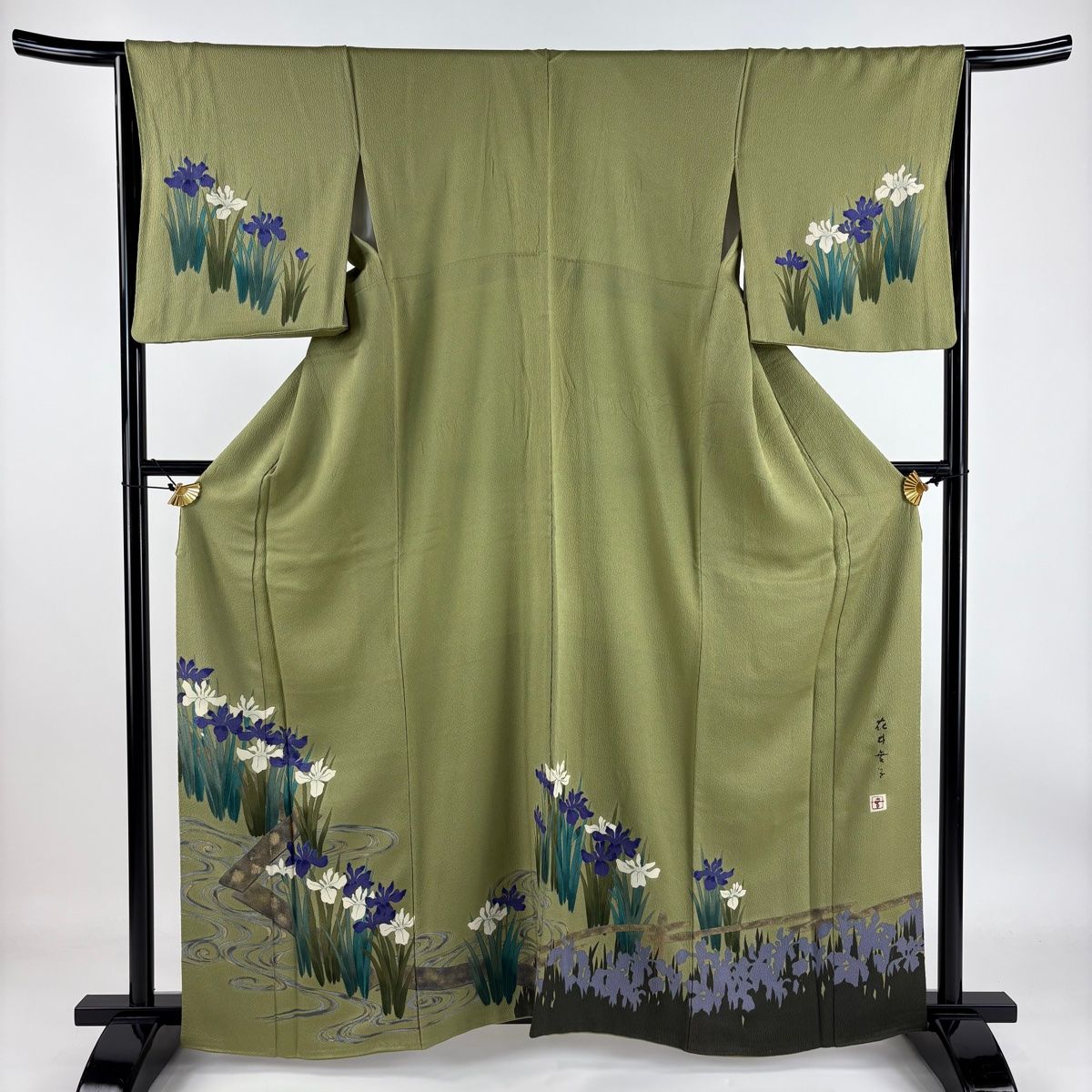 訪問着 身丈161.5cm 裄丈67cm M 袷 花井幸子 落款 菖蒲 八橋