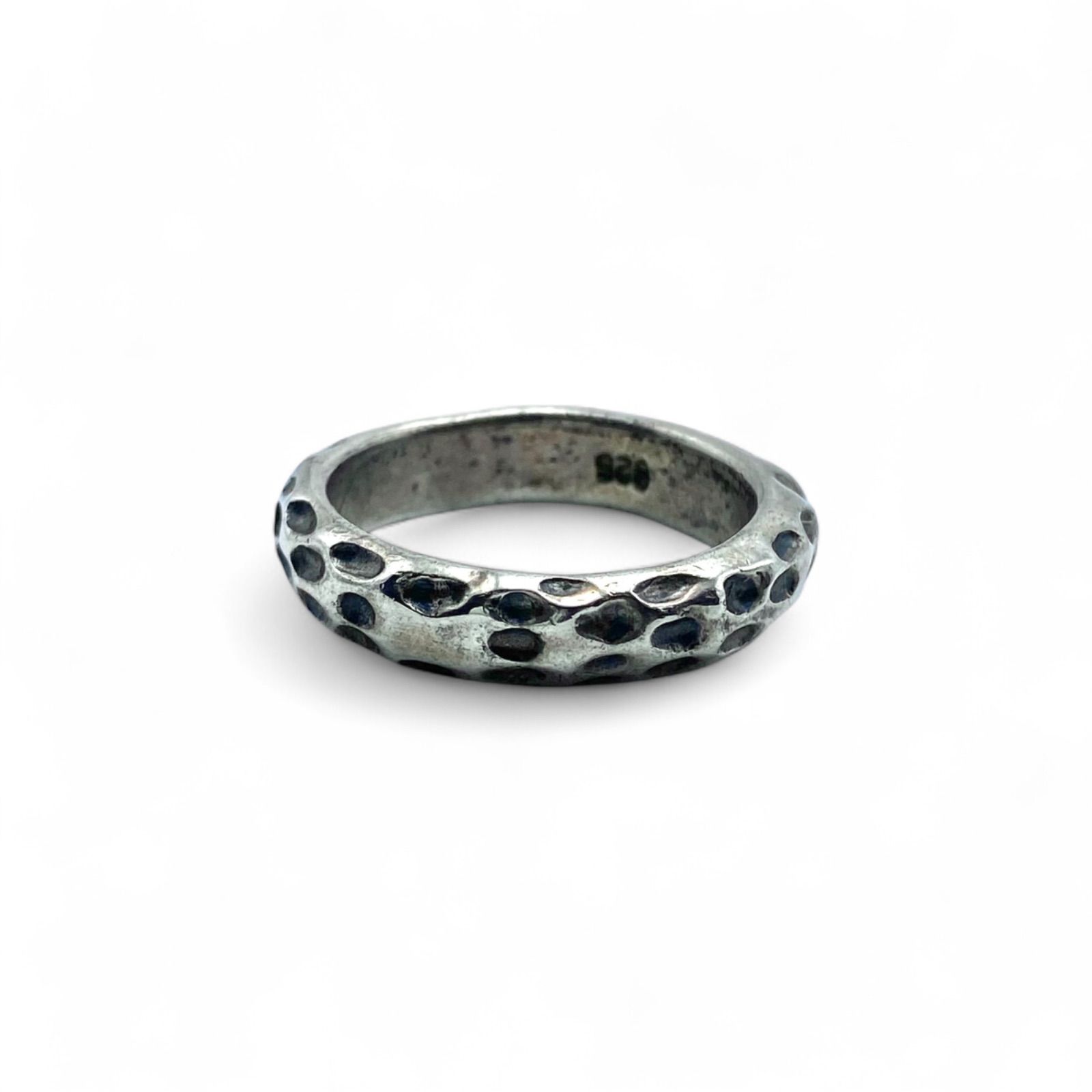 無骨な雰囲気】槌目テクスチャ Silver 925 刻印 80s Vintage Ring 