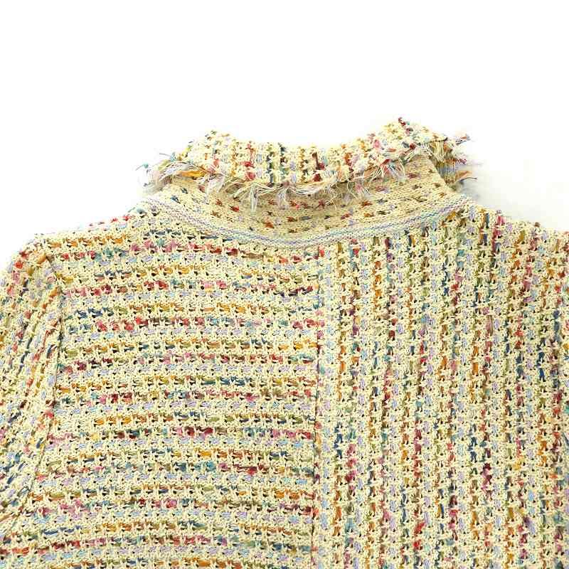 美品✨FOXEY フォクシー ニットジャケットマルチカラーフリンジ