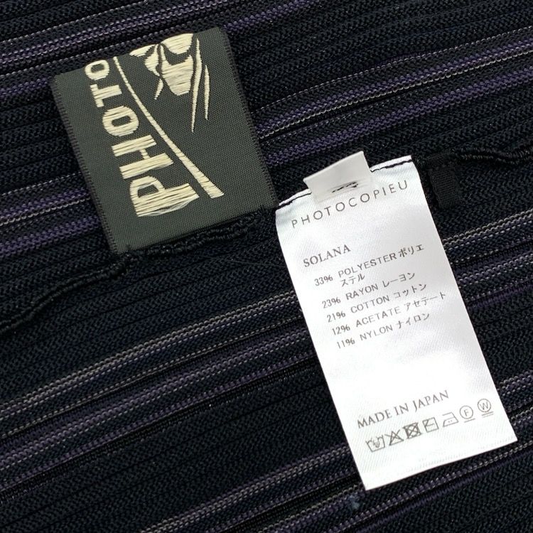 2025SS PHOTOCOPIEU フォトコピュー SOLANA オーバルカッティング リブカットソー ブラック 36 251SLN PHOTOCOPIEU フォトコピュー SOLANA オーバルカッティング リブ