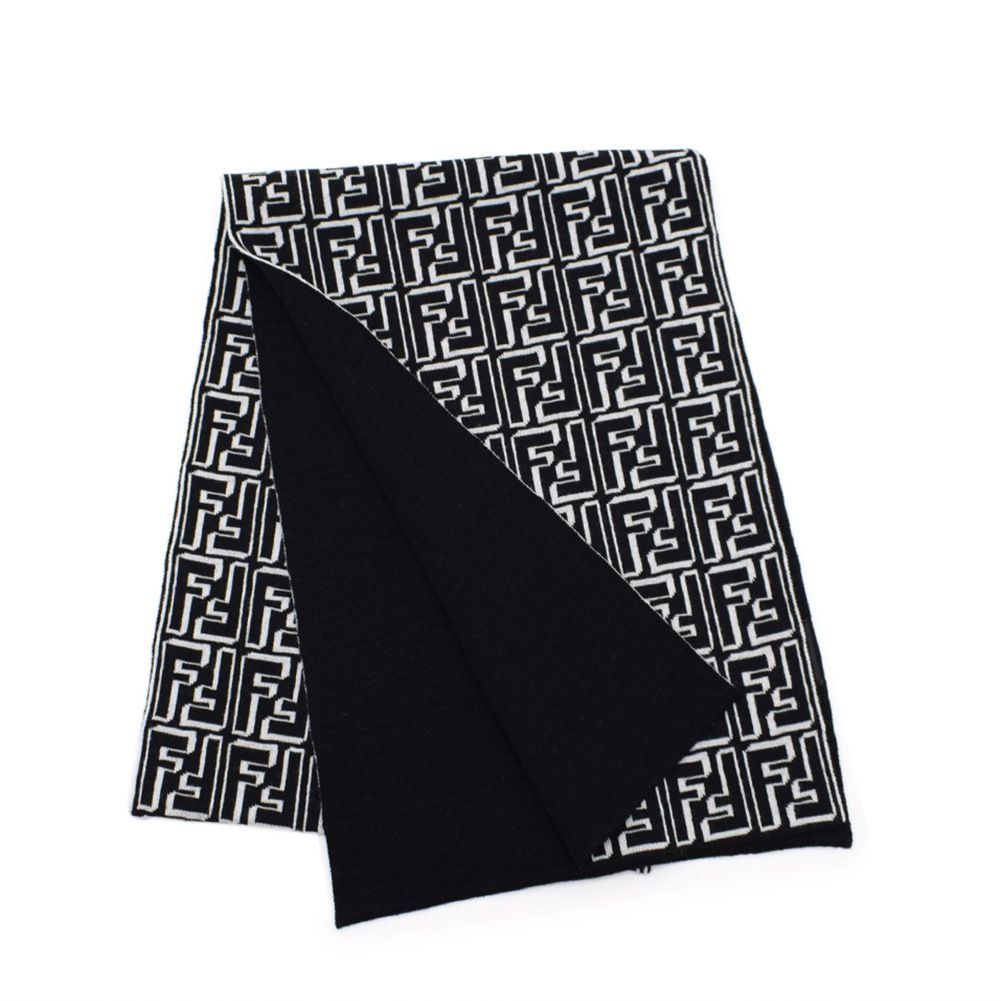 FENDI フェンディ マフラー メンズ FXS124 ALGSF05WL ホワイト|ブラック ウール FF FENDI