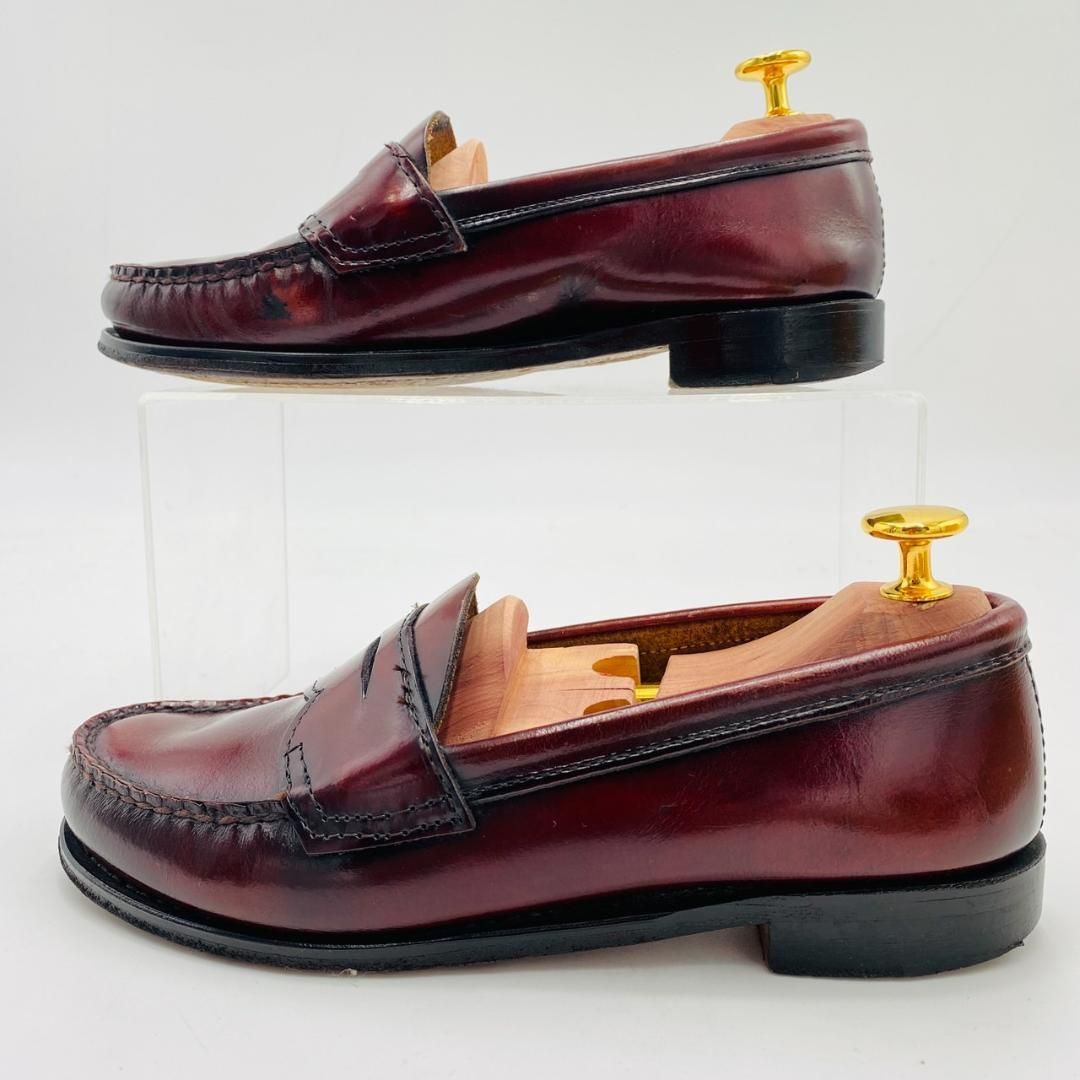 G.H.BASS WEEJUNS ペニーローファー 22.5cm バーガンディ ガラスレザー 