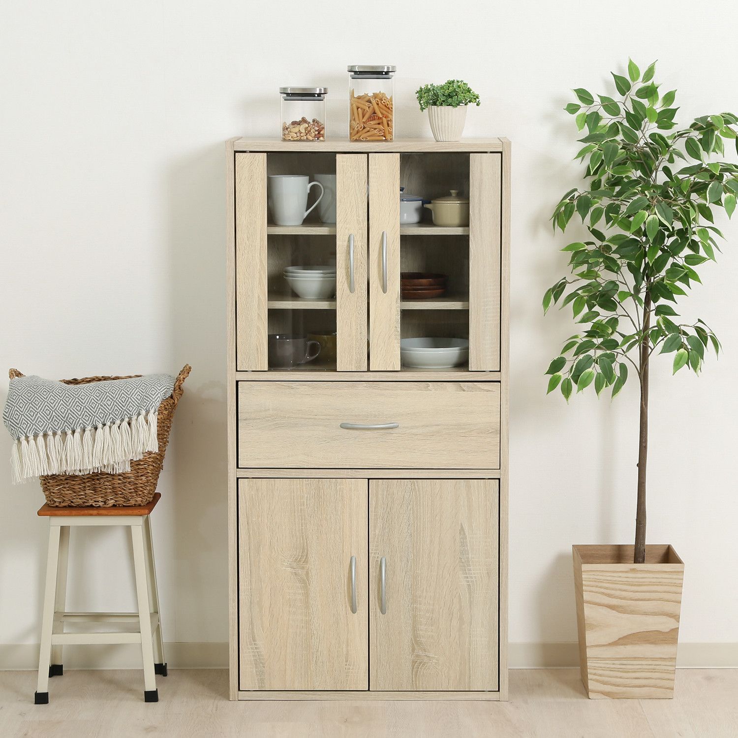 ニトリ リガーレ 120 カップボード 上部のみ 食器棚 250127-1 nitori