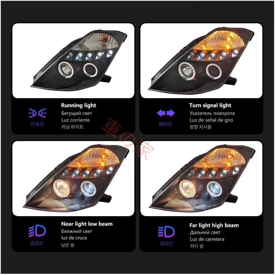 2003-2008に適合するフロントヘッドランプアセンブリヘッドライトDRLランニングライトバイキセノンビームフォグエンジェルアイ照明複合ランプアセンブリ