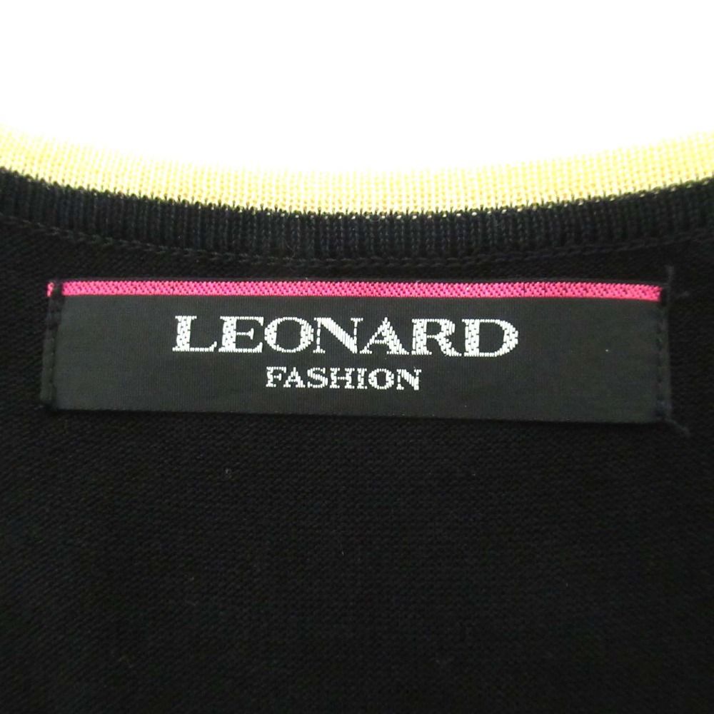 美品 LEONARD レオナール シルク カンカン素材 ひざ上丈 半袖 Vネック  