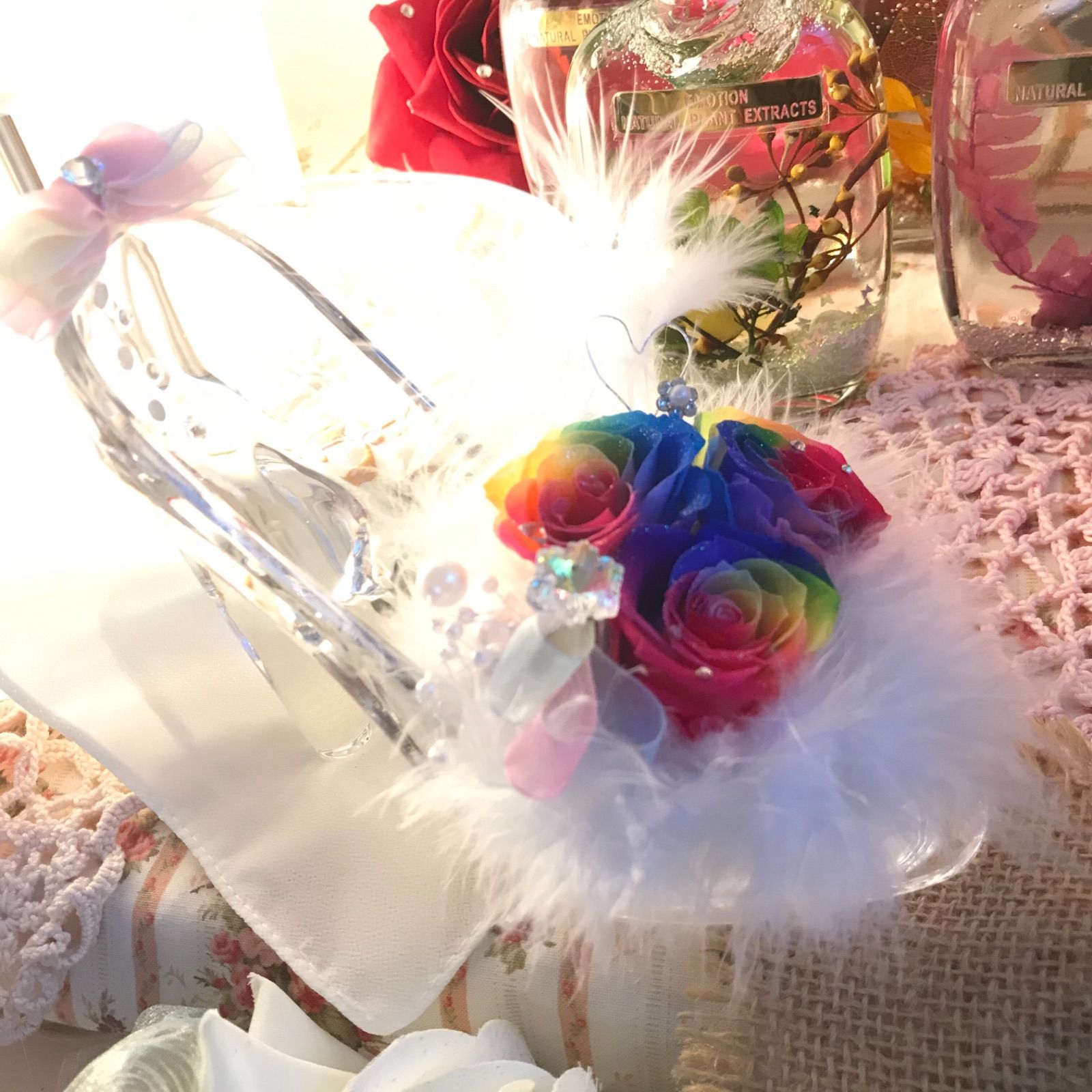 枯れない希望のお花・レインボーローズプリザーブドフラワー 