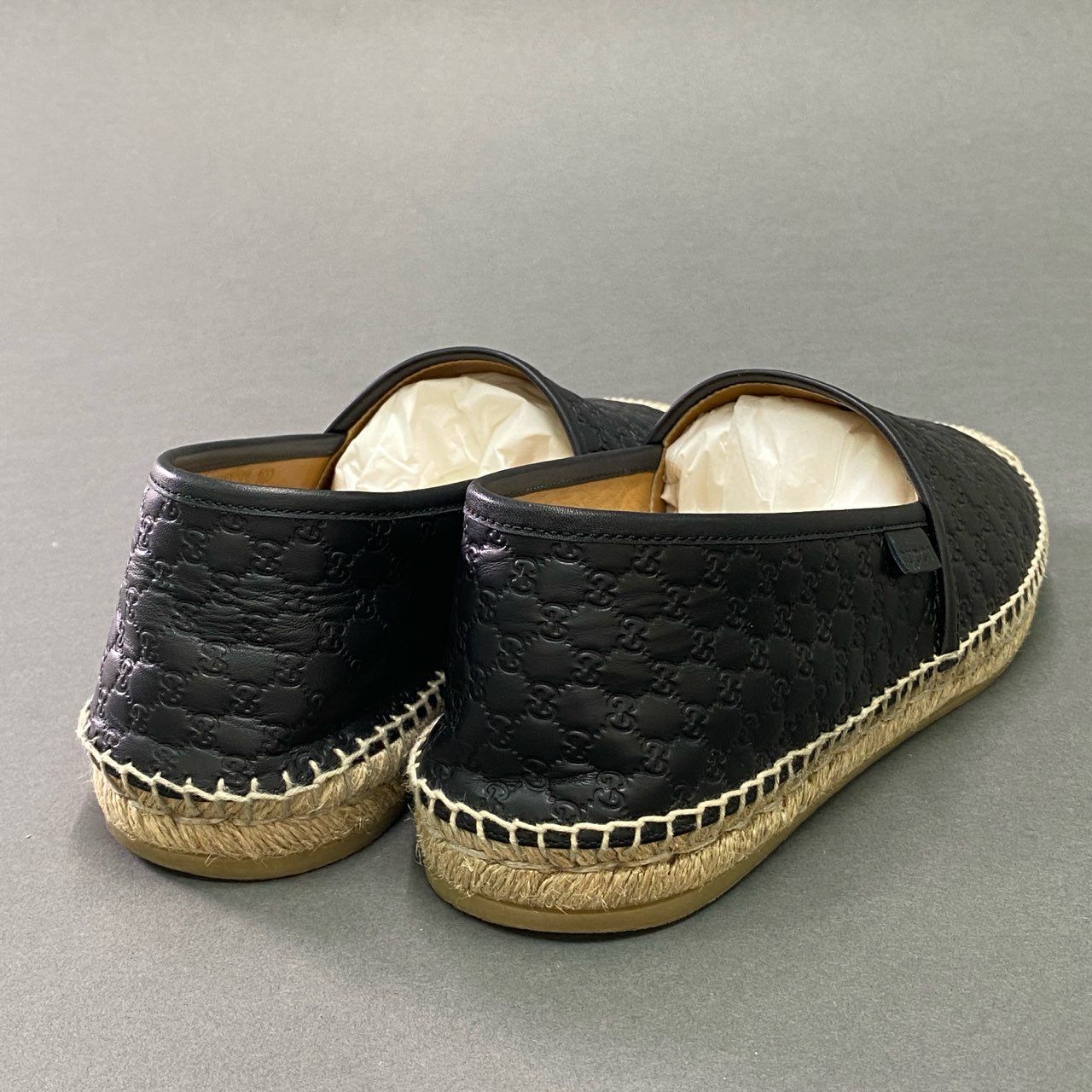 16c19 【美品】 GUCCI グッチ マイクロGGシマ エスパドリーユ レザー 