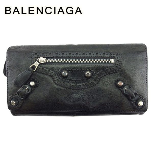 【BALENCIAGA】ジャイアント モーター長財布 黒・中古 BALENCIAGA】ジャイアント モーター長財布 黒・中古 (BALENCIAGA