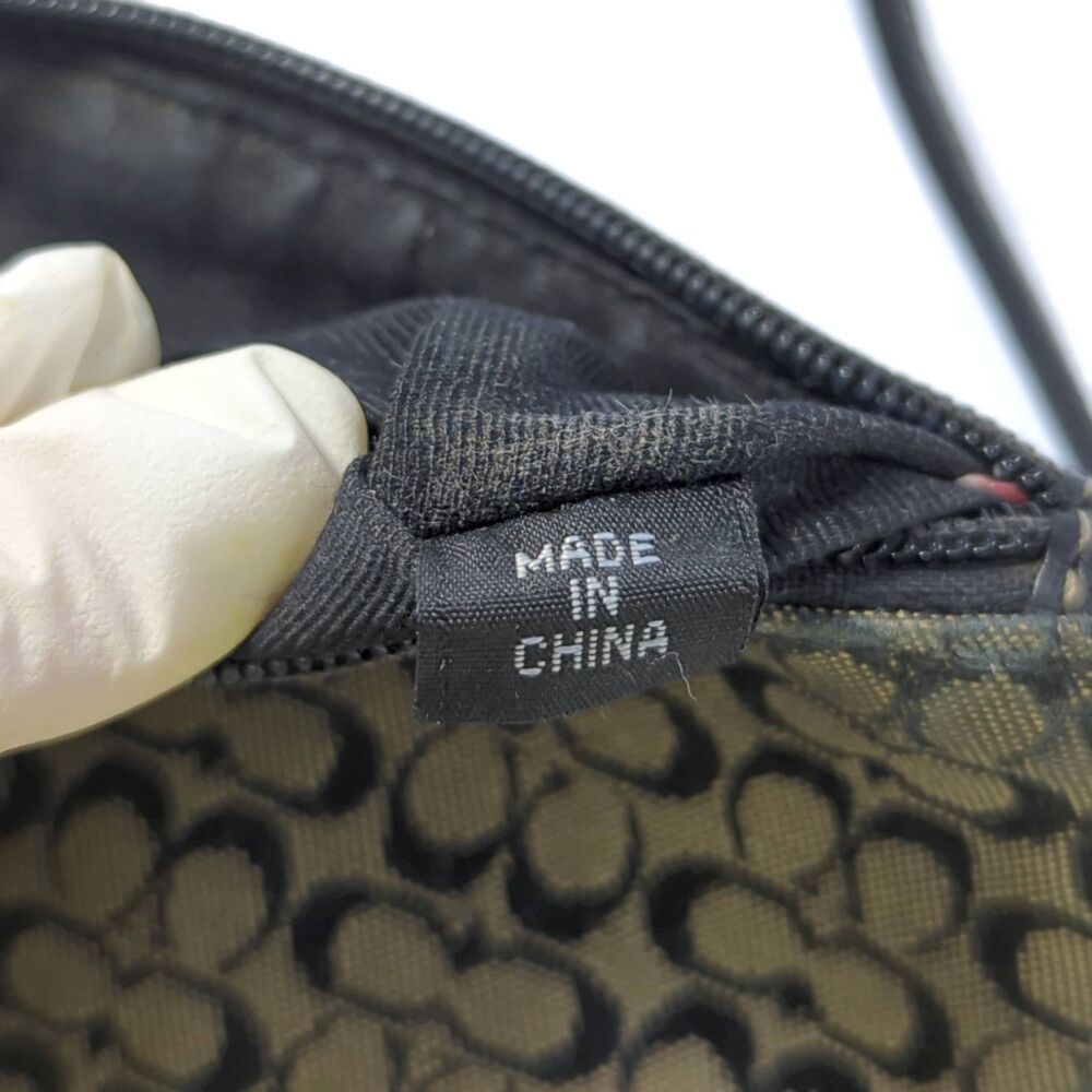 【良品】コーチ アクセサリーポーチ シグネチャー キャンバス レザー ブラック COACH コーチ ミニシグネチャー・キャンバス レザー