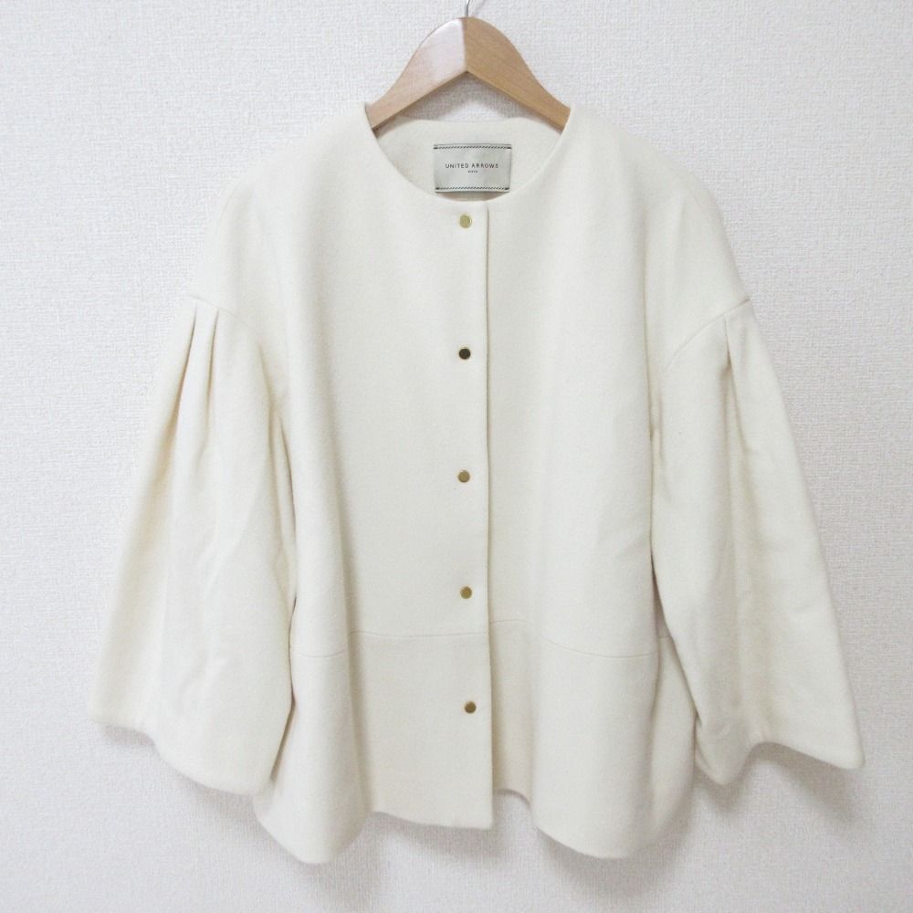 UNITED ARROWS ユナイテッドアローズ W メタル ノー ショートコート ジャケット 15251994320 38 アイボリー レディース 古着