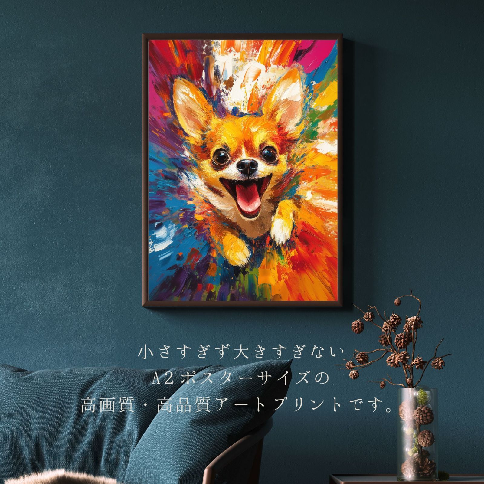 虹色の人生 - チワワ犬 No.2】クリーム・イエロー・レインボー・ペット