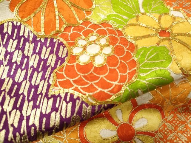 平和屋着物[]七五三 女の子 7歳 祝着 四つ身 袋帯セット 駒刺繍