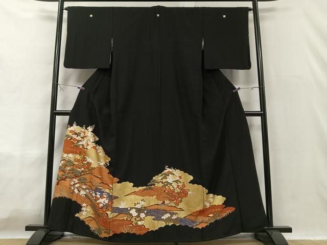 平和屋着物□豪華黒留袖 花鳥文 金彩 正絹 逸品 CAAW2104ua