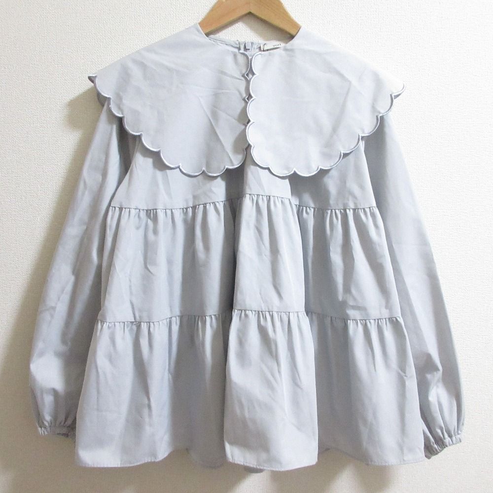 入荷通知 アプリ おすすめ yori 未使用 ヨリ スカラップロングスリーブブラウス 長袖 23AW シャツ+ブラウス(長袖+七分)
