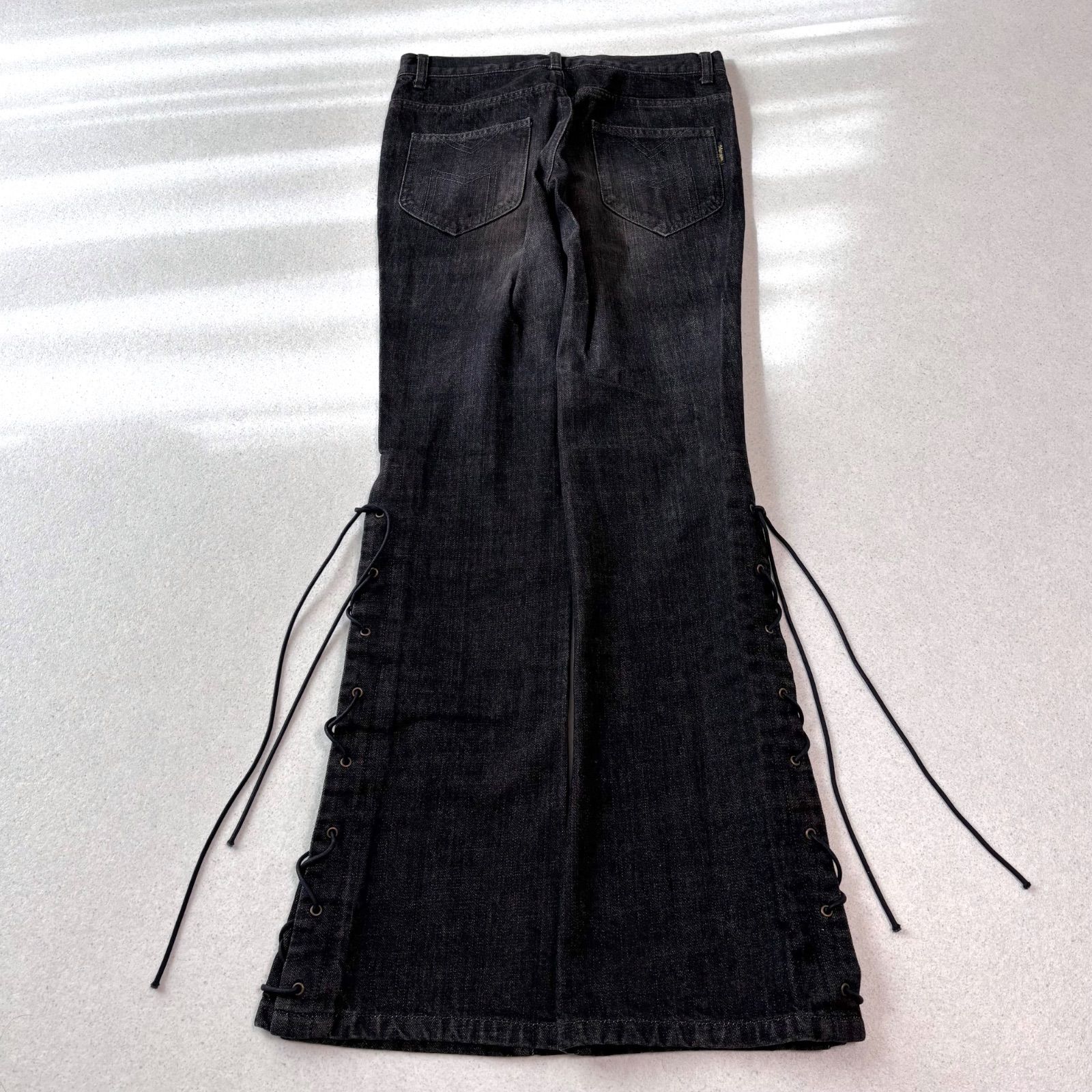 morgan homme デニム ダメージ フレア y2k Y2K 平成 Morgan homme race up flare black denim s 00s ギャル お兄