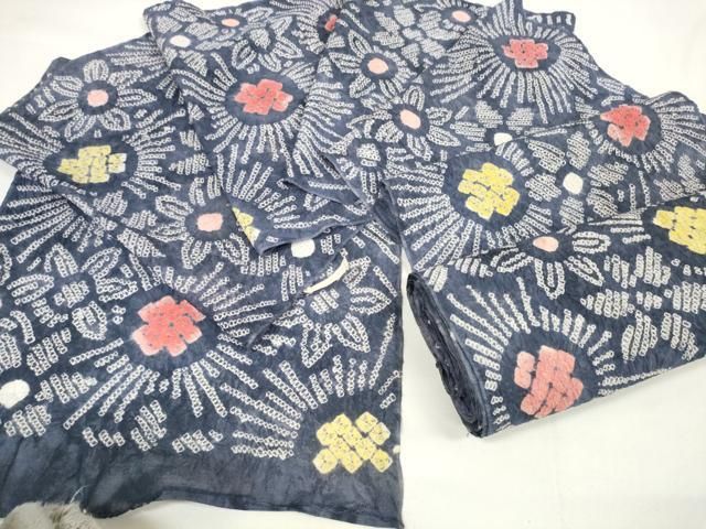 平和屋着物＊夏物 有松鳴海絞 反物 着尺 花散らし 綿 ♥ DAAW7301zzz