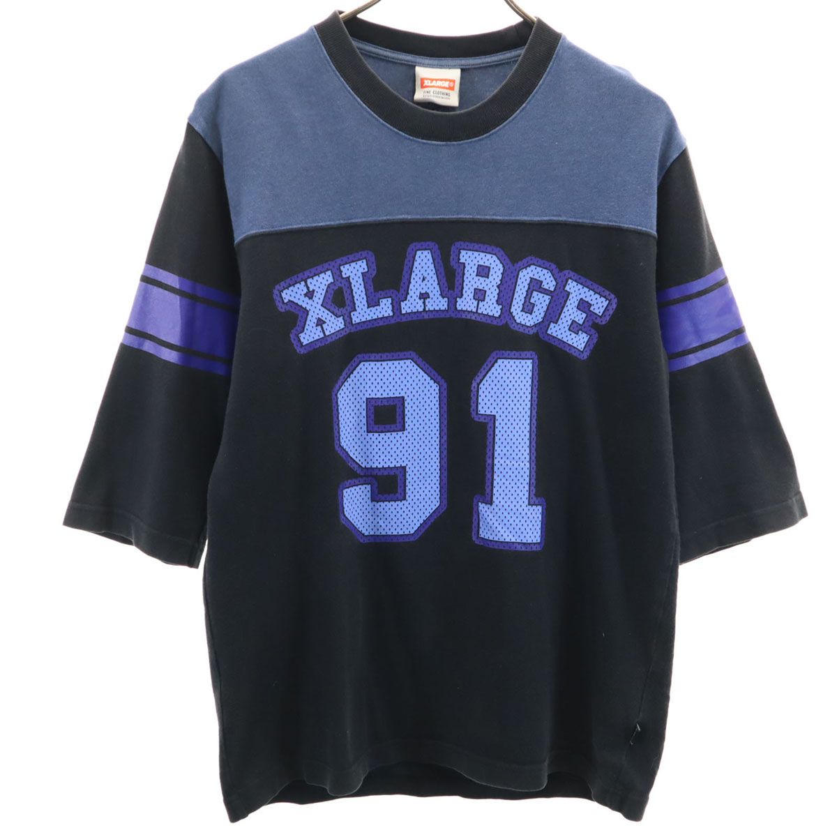 XLARGE エクストララージ 5分袖 Tシャツ M 黒系 ロンT メンズ 古着
