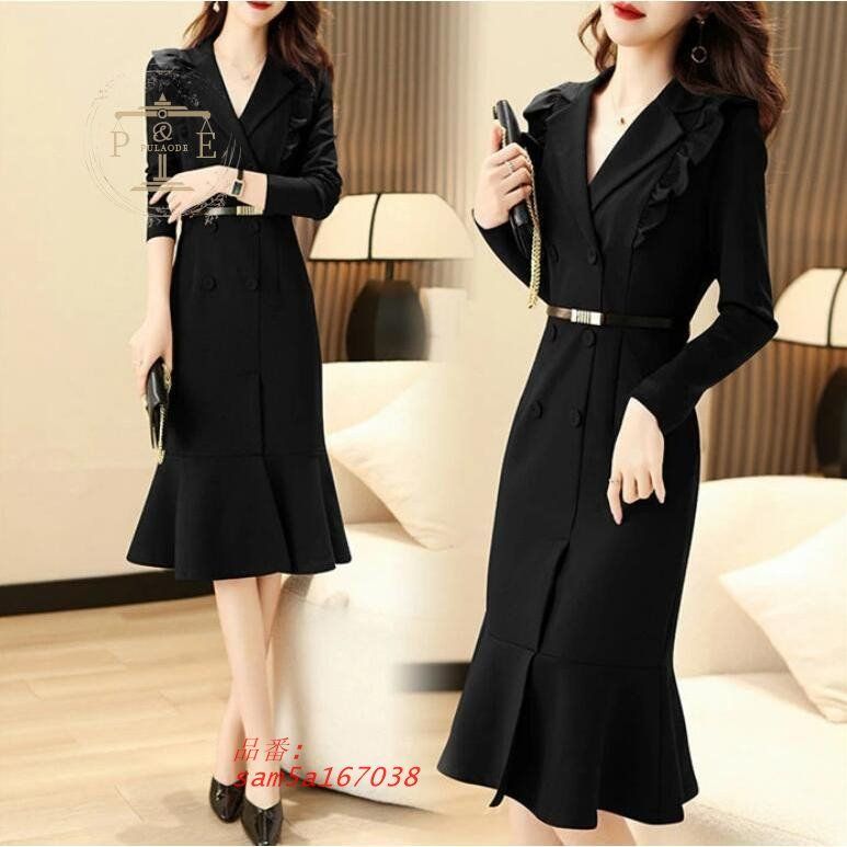 ワンピース レディース フォーマル ロングワンピース マーメイド 大人 Vネック ママコーデ ビジネス きれいめ 通勤 オフィス タイト 入学式 ミモレ丈 am5a167038